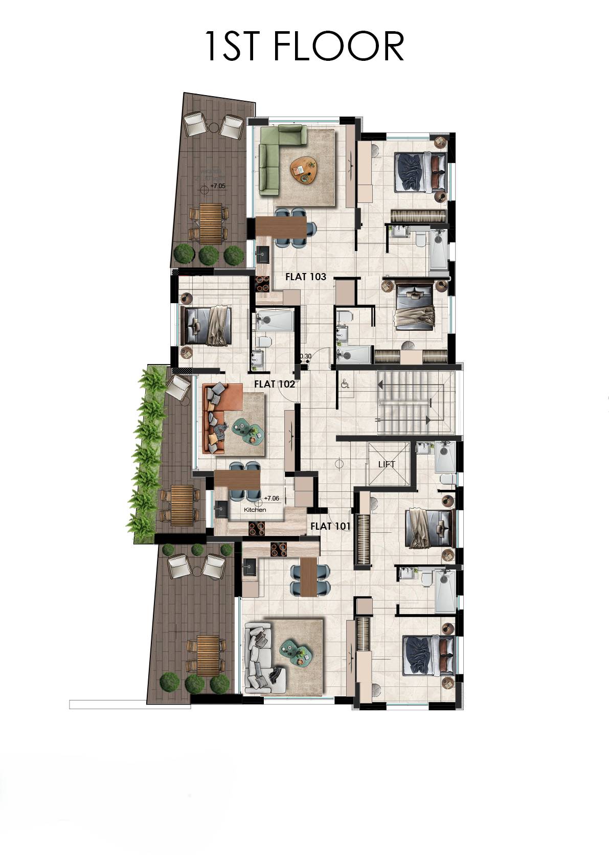 2. vachrico 33 1st floor plan furniture 3d layout