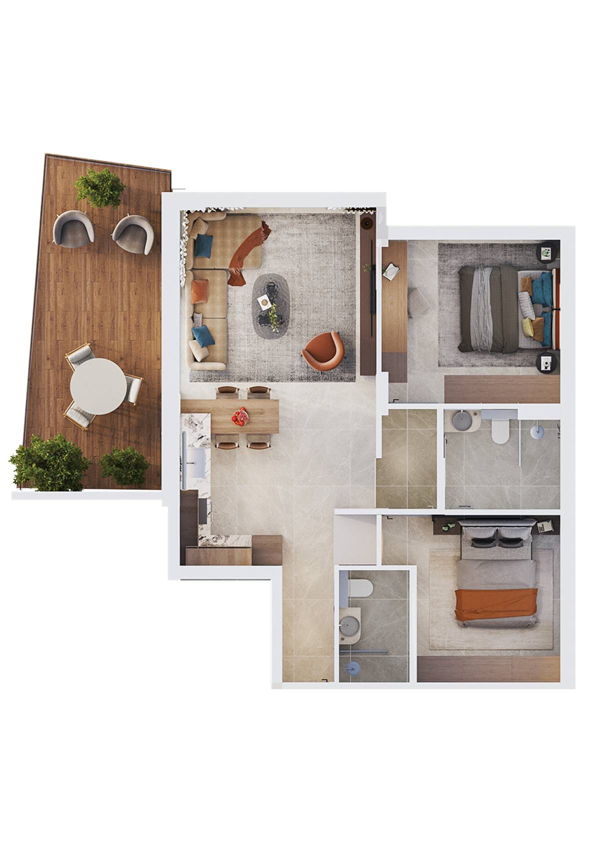 v33 two bedroom flat 103 & 203 interior 6 layout